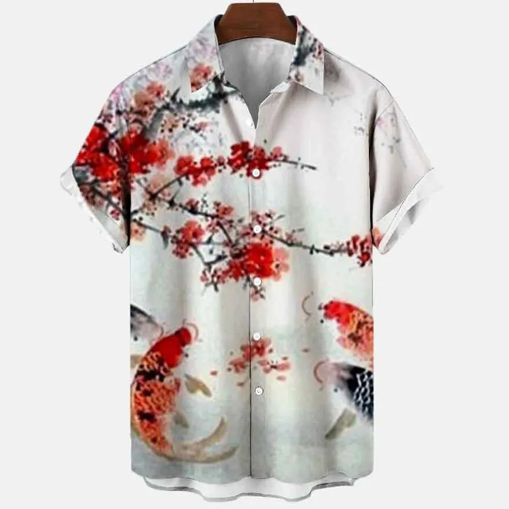 2024 Summer Men's Floral Chinese Style Shirt Short Sleeve Hawaiian Shirts For Men Plus Size Quick Dry Tops Tee Shirt Man Camisa