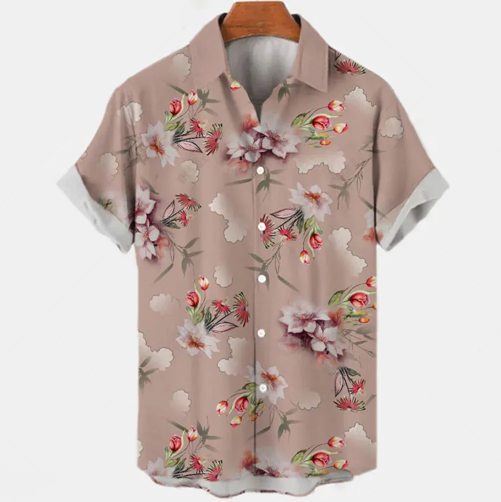 2024 Summer Men's Floral Chinese Style Shirt Short Sleeve Hawaiian Shirts For Men Plus Size Quick Dry Tops Tee Shirt Man Camisa