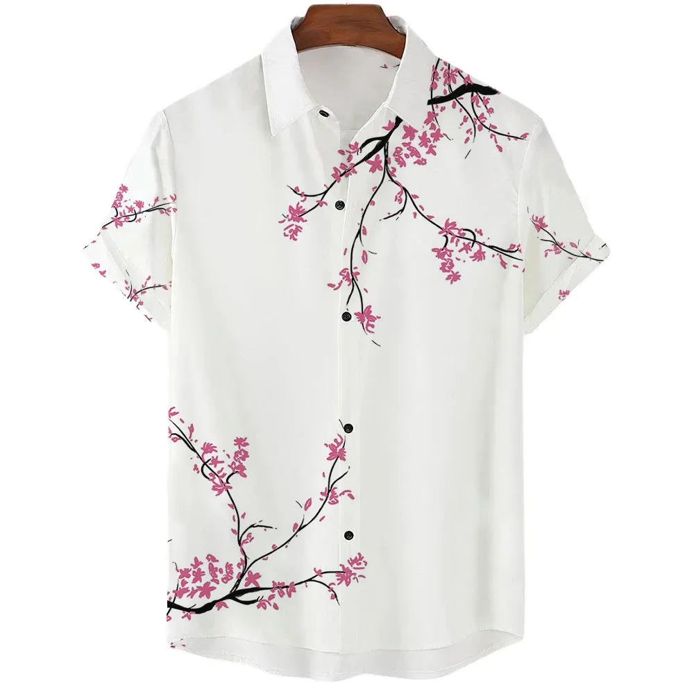 2024 Summer Men's Floral Chinese Style Shirt Short Sleeve Hawaiian Shirts For Men Plus Size Quick Dry Tops Tee Shirt Man Camisa