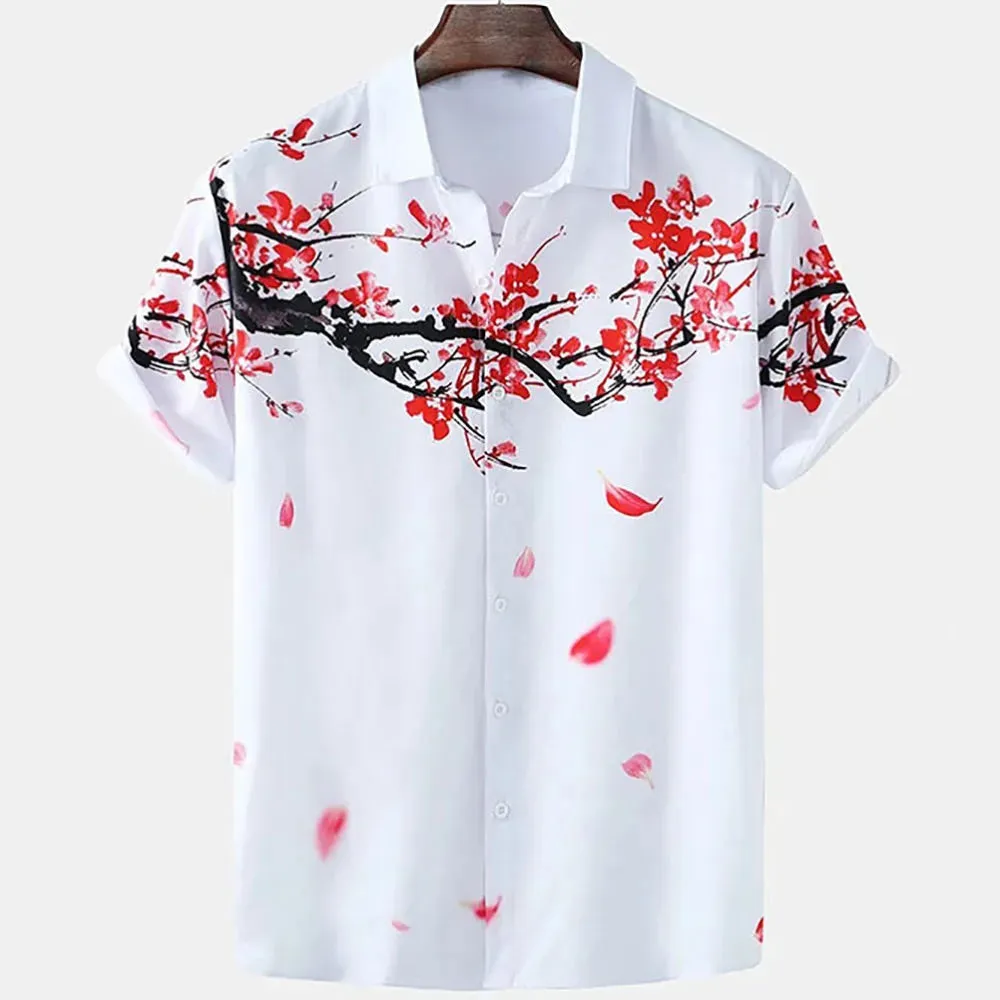 2024 Summer Men's Floral Chinese Style Shirt Short Sleeve Hawaiian Shirts For Men Plus Size Quick Dry Tops Tee Shirt Man Camisa