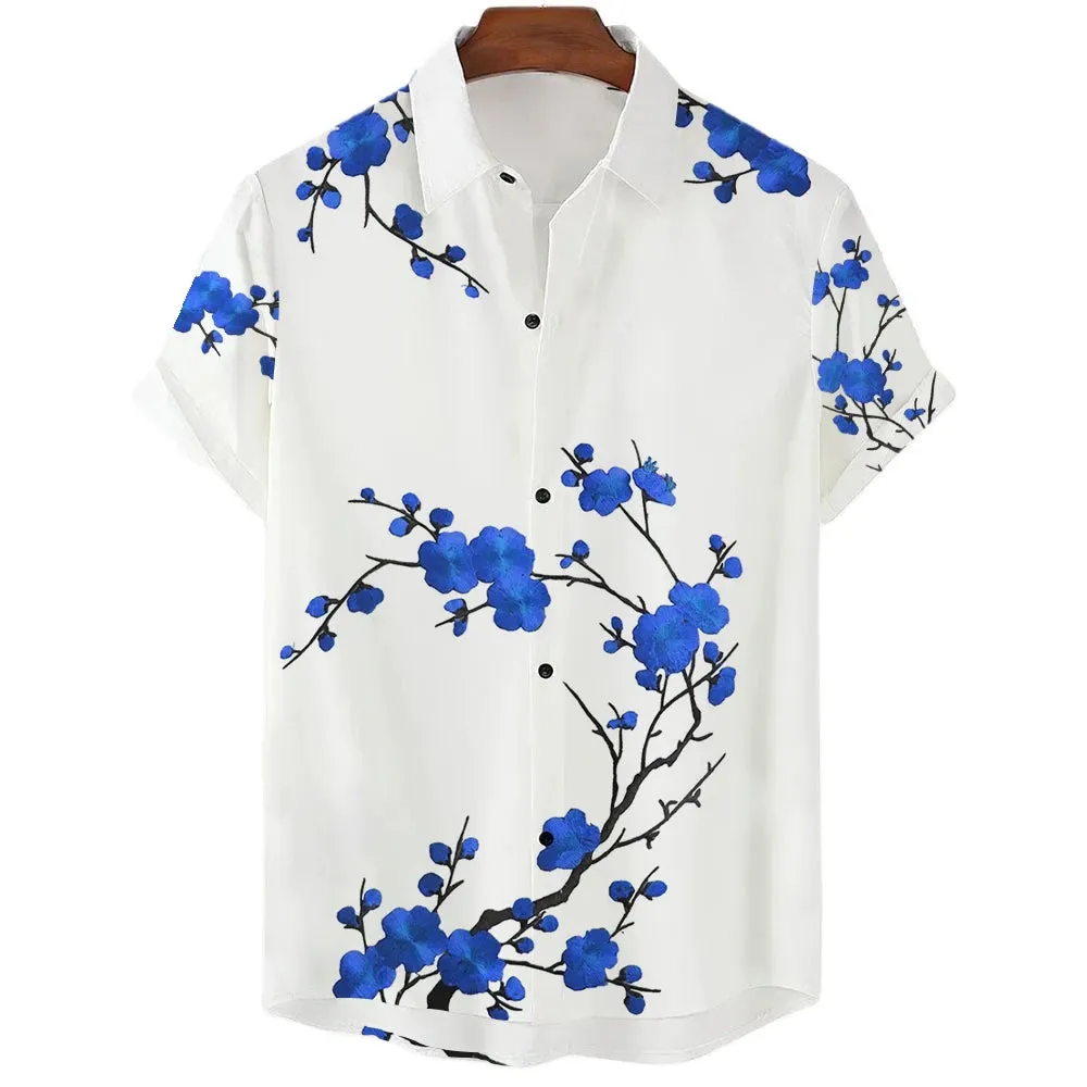 2024 Summer Men's Floral Chinese Style Shirt Short Sleeve Hawaiian Shirts For Men Plus Size Quick Dry Tops Tee Shirt Man Camisa