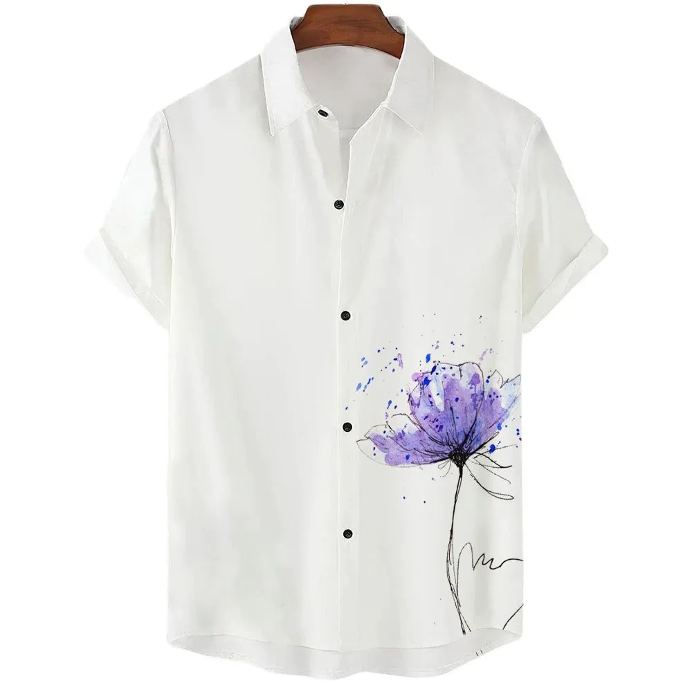 2024 Summer Men's Floral Chinese Style Shirt Short Sleeve Hawaiian Shirts For Men Plus Size Quick Dry Tops Tee Shirt Man Camisa