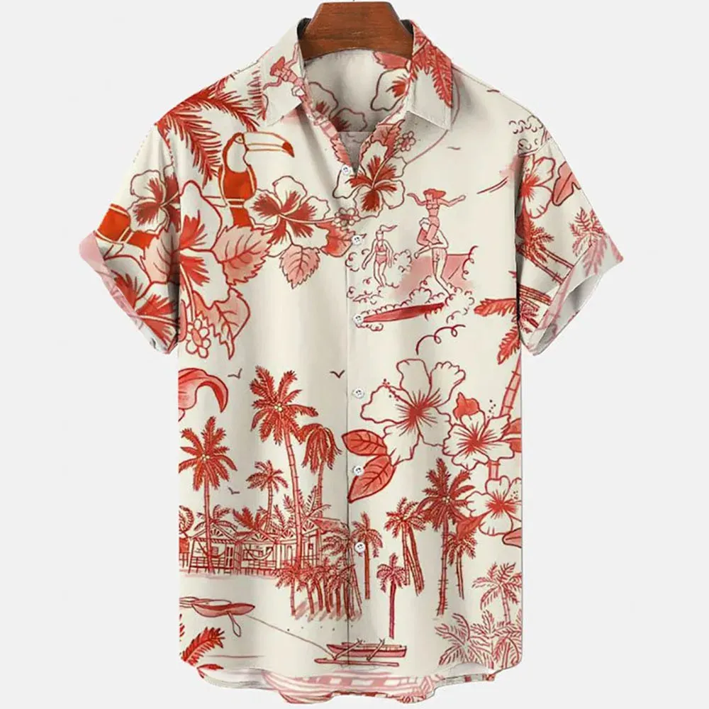 2024 Summer Men's Floral Chinese Style Shirt Short Sleeve Hawaiian Shirts For Men Plus Size Quick Dry Tops Tee Shirt Man Camisa