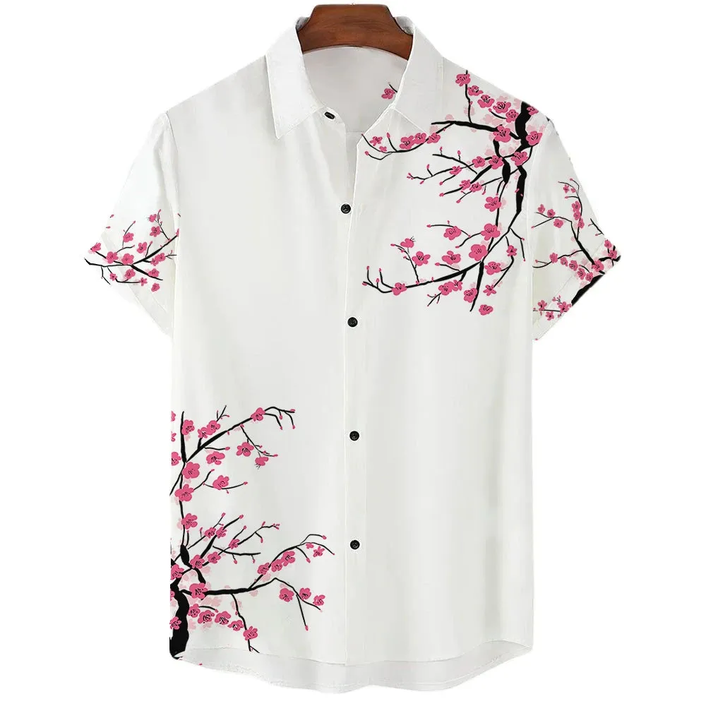 2024 Summer Men's Floral Chinese Style Shirt Short Sleeve Hawaiian Shirts For Men Plus Size Quick Dry Tops Tee Shirt Man Camisa