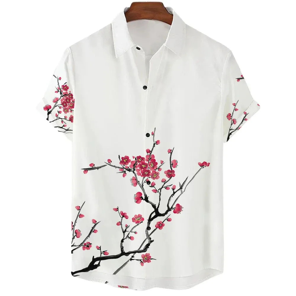 2024 Summer Men's Floral Chinese Style Shirt Short Sleeve Hawaiian Shirts For Men Plus Size Quick Dry Tops Tee Shirt Man Camisa