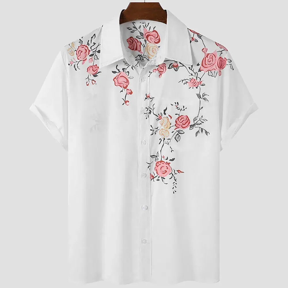 2024 Summer Men's Floral Chinese Style Shirt Short Sleeve Hawaiian Shirts For Men Plus Size Quick Dry Tops Tee Shirt Man Camisa