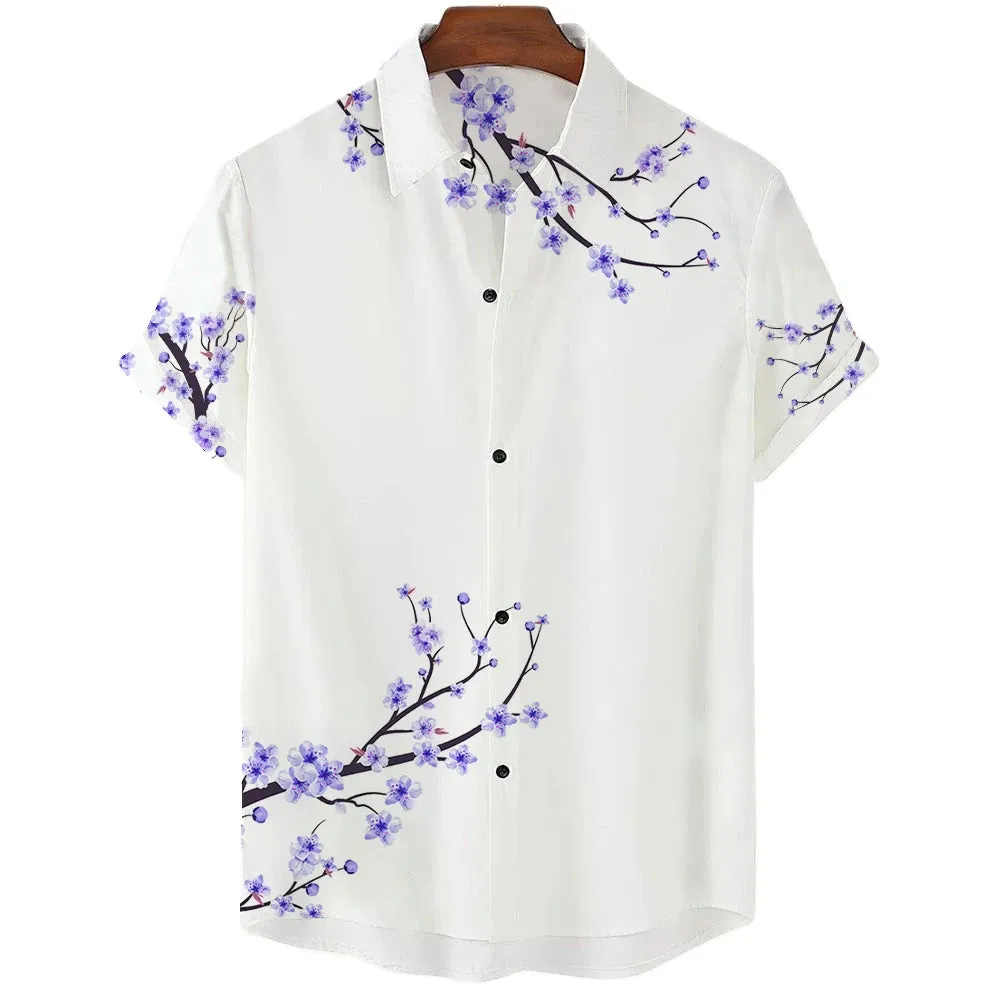 2024 Summer Men's Floral Chinese Style Shirt Short Sleeve Hawaiian Shirts For Men Plus Size Quick Dry Tops Tee Shirt Man Camisa