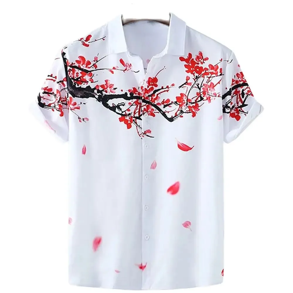 2024 Summer Men's Floral Chinese Style Shirt Short Sleeve Hawaiian Shirts For Men Plus Size Quick Dry Tops Tee Shirt Man Camisa