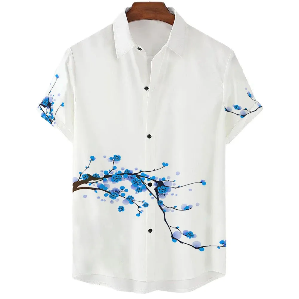 2024 Summer Men's Floral Chinese Style Shirt Short Sleeve Hawaiian Shirts For Men Plus Size Quick Dry Tops Tee Shirt Man Camisa