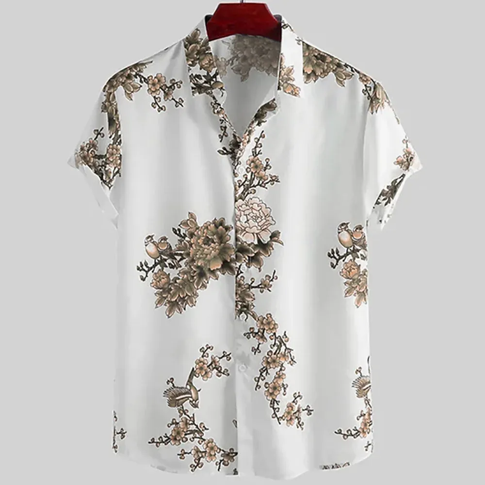 2024 Summer Men's Floral Chinese Style Shirt Short Sleeve Hawaiian Shirts For Men Plus Size Quick Dry Tops Tee Shirt Man Camisa