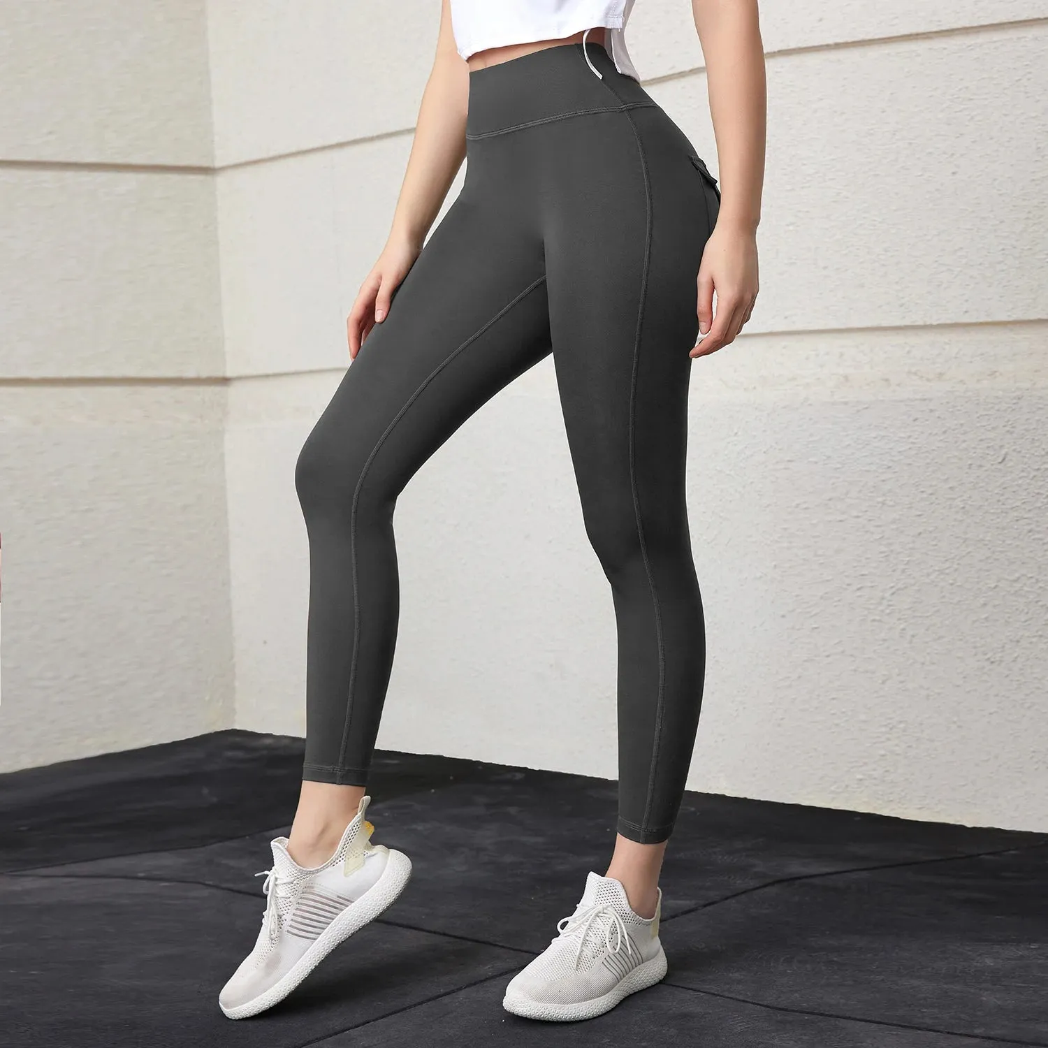 CHRLEISURE Back Double Pocket Yoga Pants Sexy Hip Lift Sports Legging High Waist Ruched Tights Casual Slim Legging Activewear