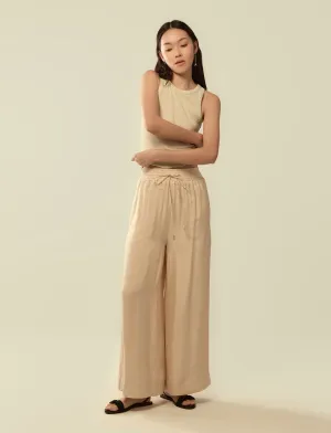 cupro drawstring flared pants