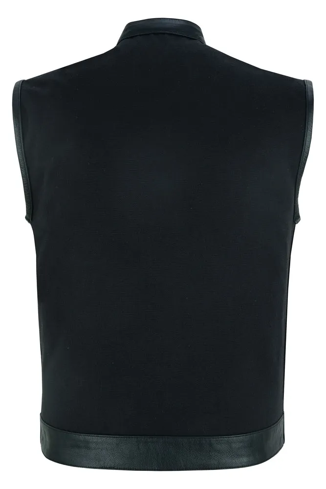 DS685 Canvas Material Single Back Panel Concealment Vest W/Leather Tr