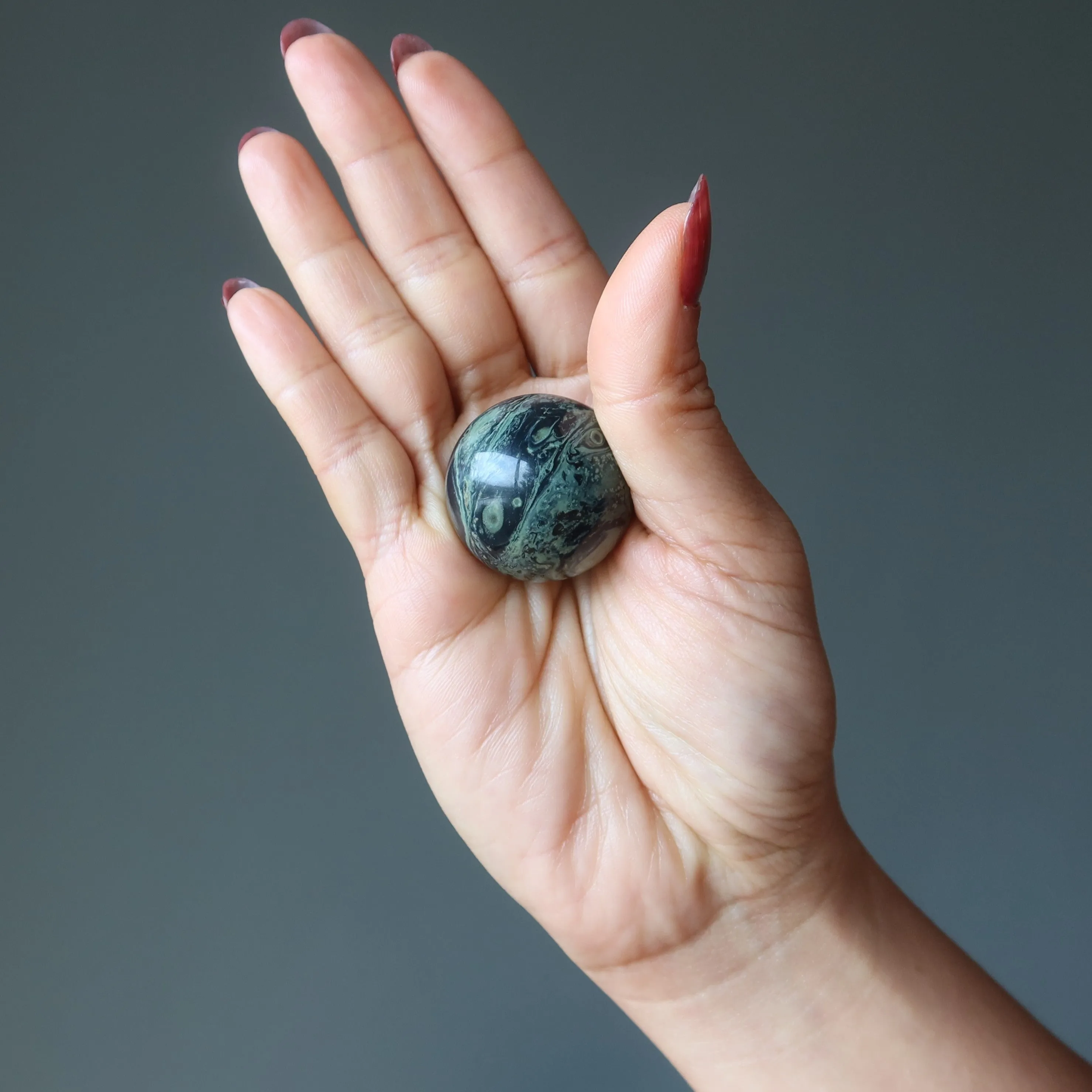 Green Jasper Sphere Crocodile Crystal Ball