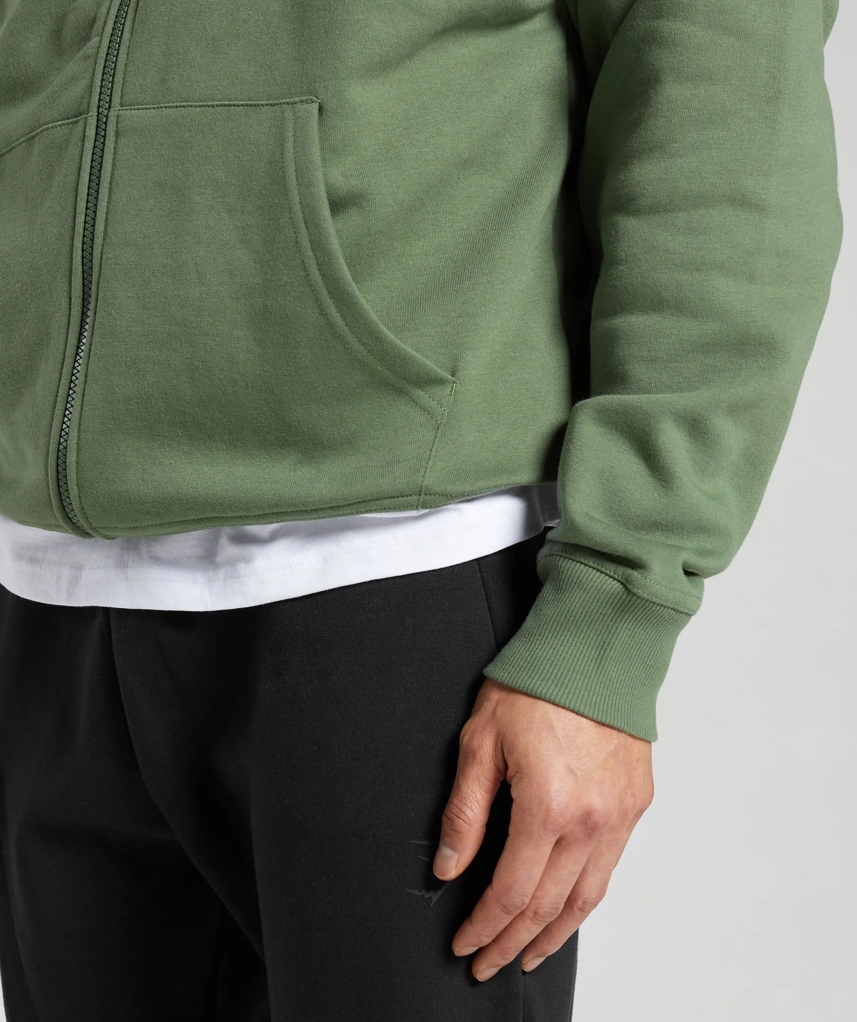 Gymshark Crest Oversized Zip Up Hoodie - Force Green