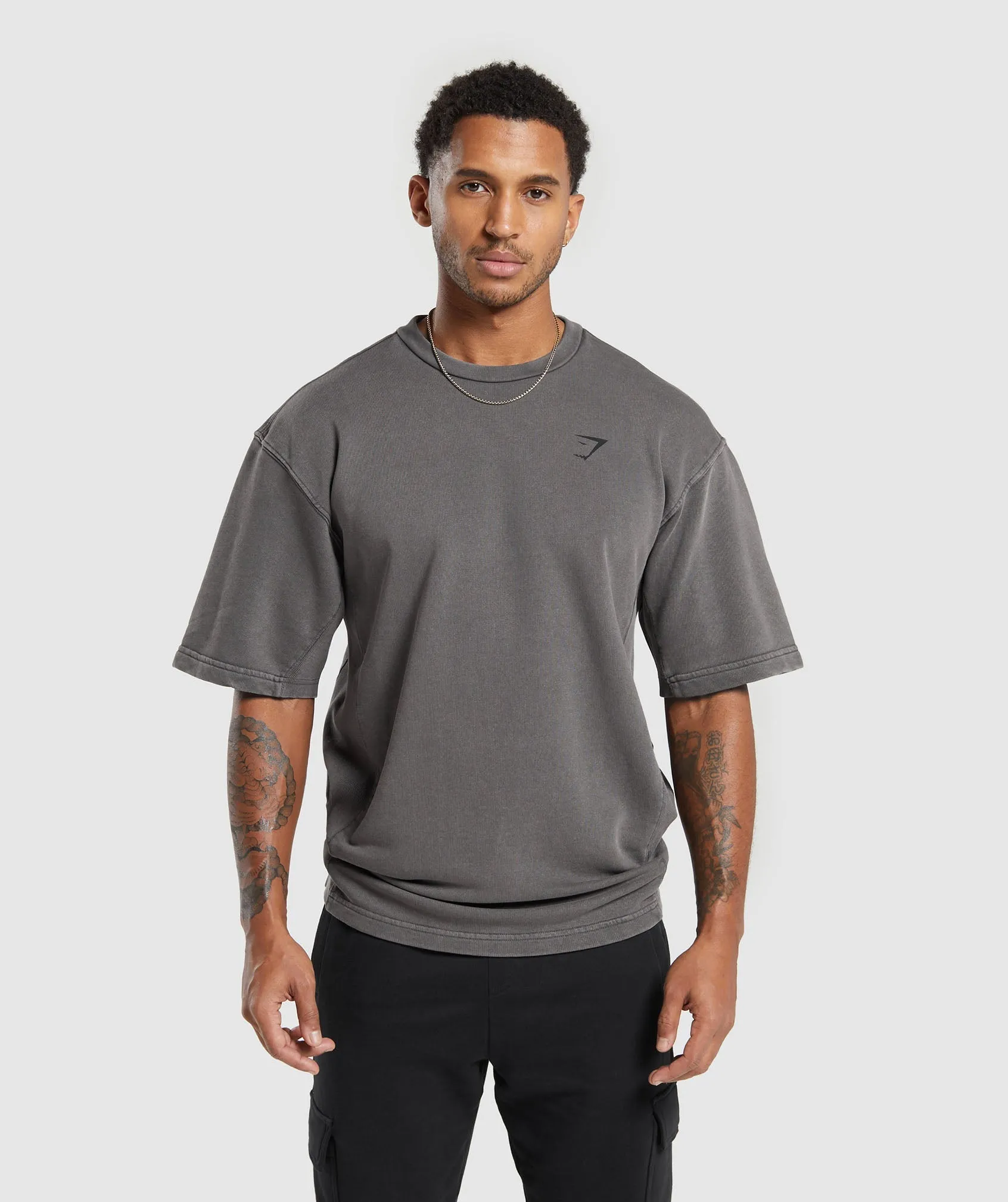 Gymshark Power Washed Short Sleeve Crew - Onyx Grey