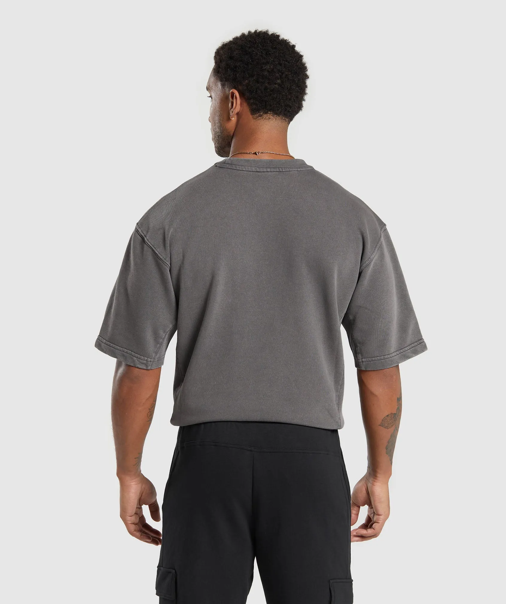 Gymshark Power Washed Short Sleeve Crew - Onyx Grey