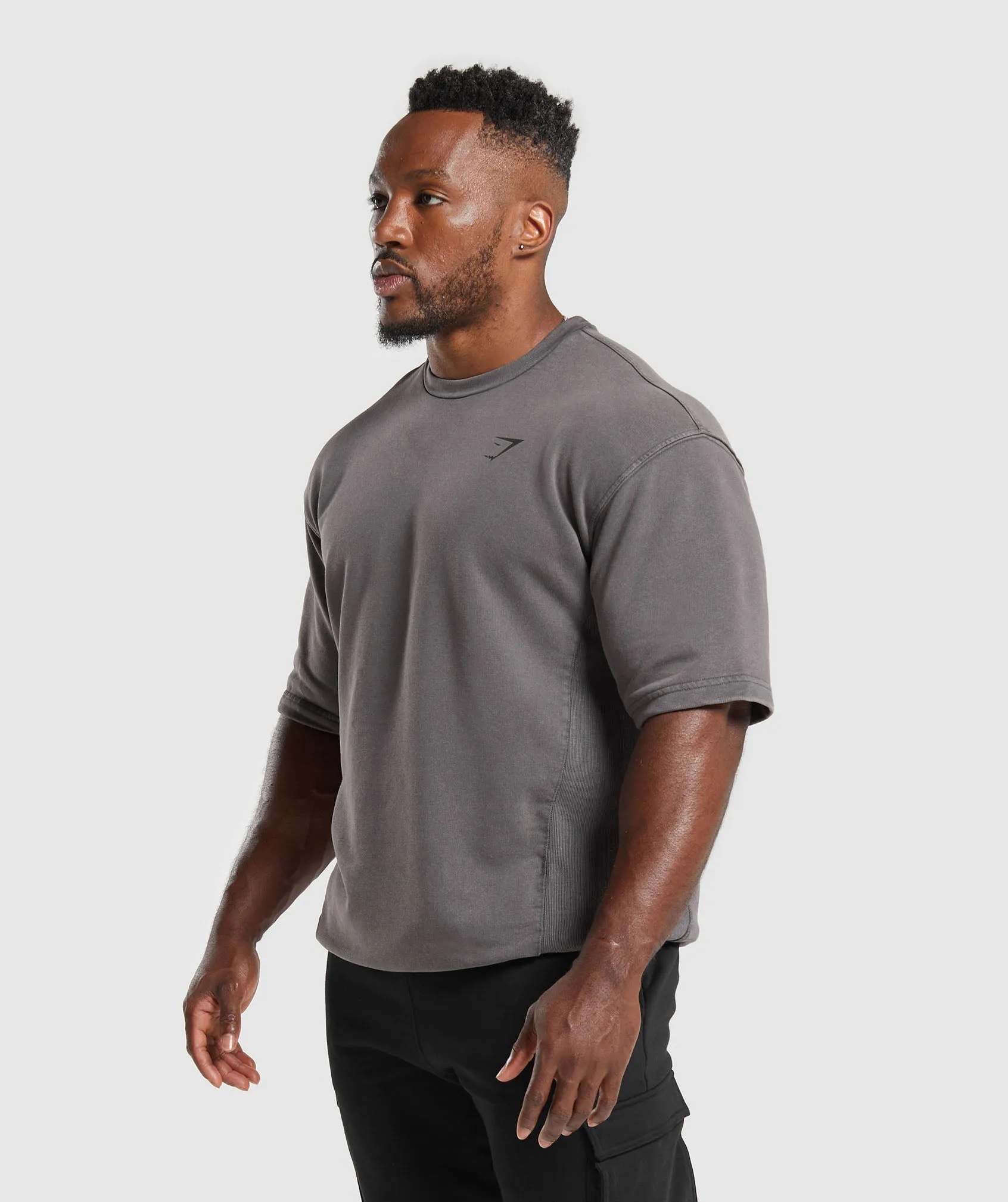 Gymshark Power Washed Short Sleeve Crew - Onyx Grey