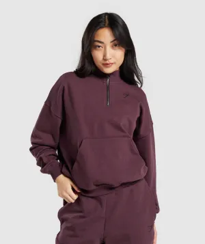 Gymshark Rest Day Sweats 1/2 Zip Pullover - Bros Deep Plum Marl