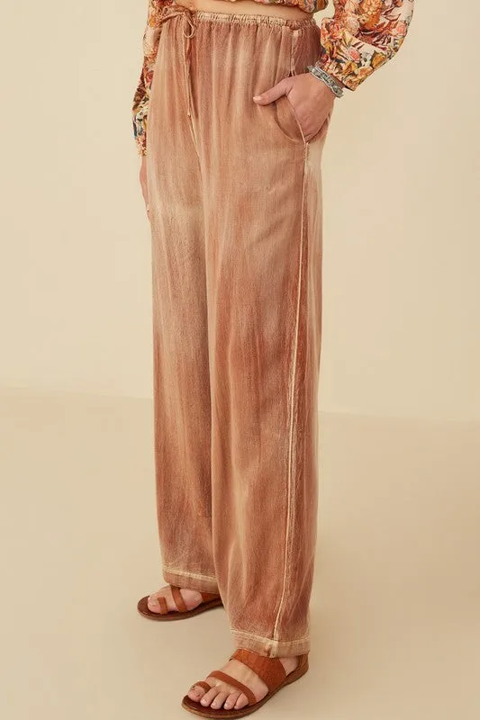 HAY111 - BROWN WIDE LEG TENCEL PANT