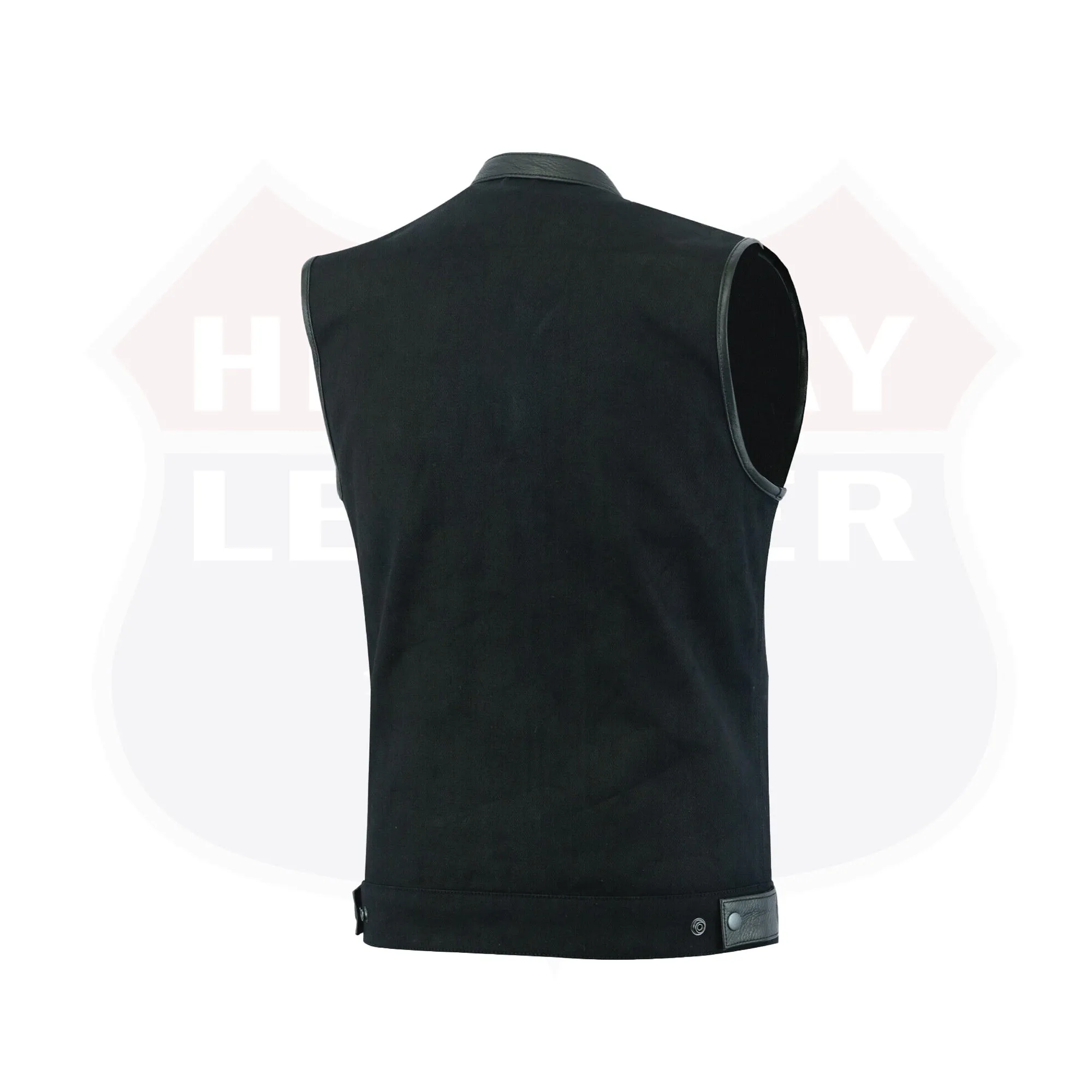 HL21689BLACK Biker Denim Club Style Anarchy BLACK Vest with Conceal Carry Pockets both sides