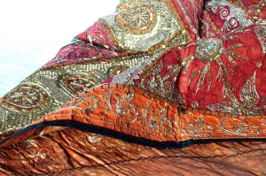 India Drappo Patchwork arancio