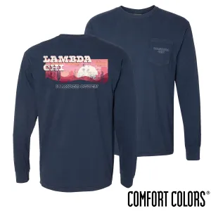 Lambda Chi Comfort Colors Wander Often Long Sleeve Pocket Tee