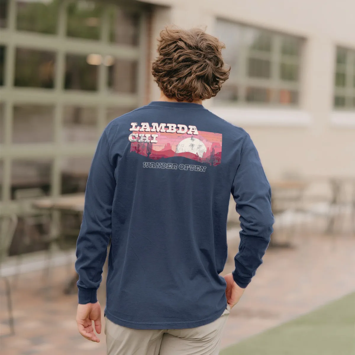 Lambda Chi Comfort Colors Wander Often Long Sleeve Pocket Tee