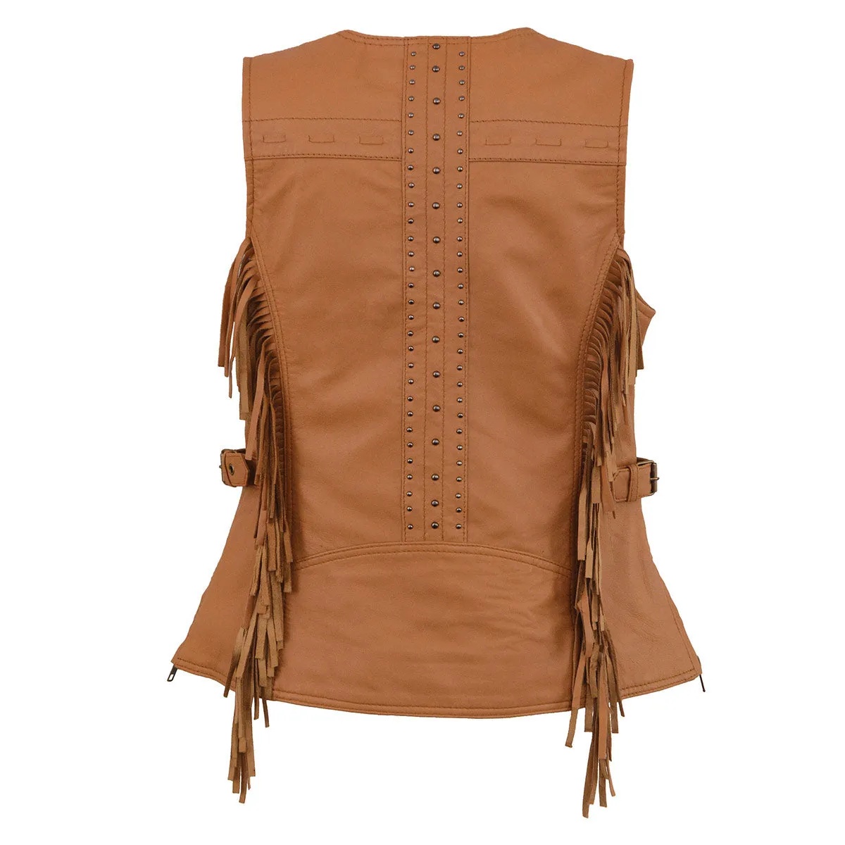 Milwaukee Leather MLL4566 Ladies Fringed Leather Saddle Snap Front