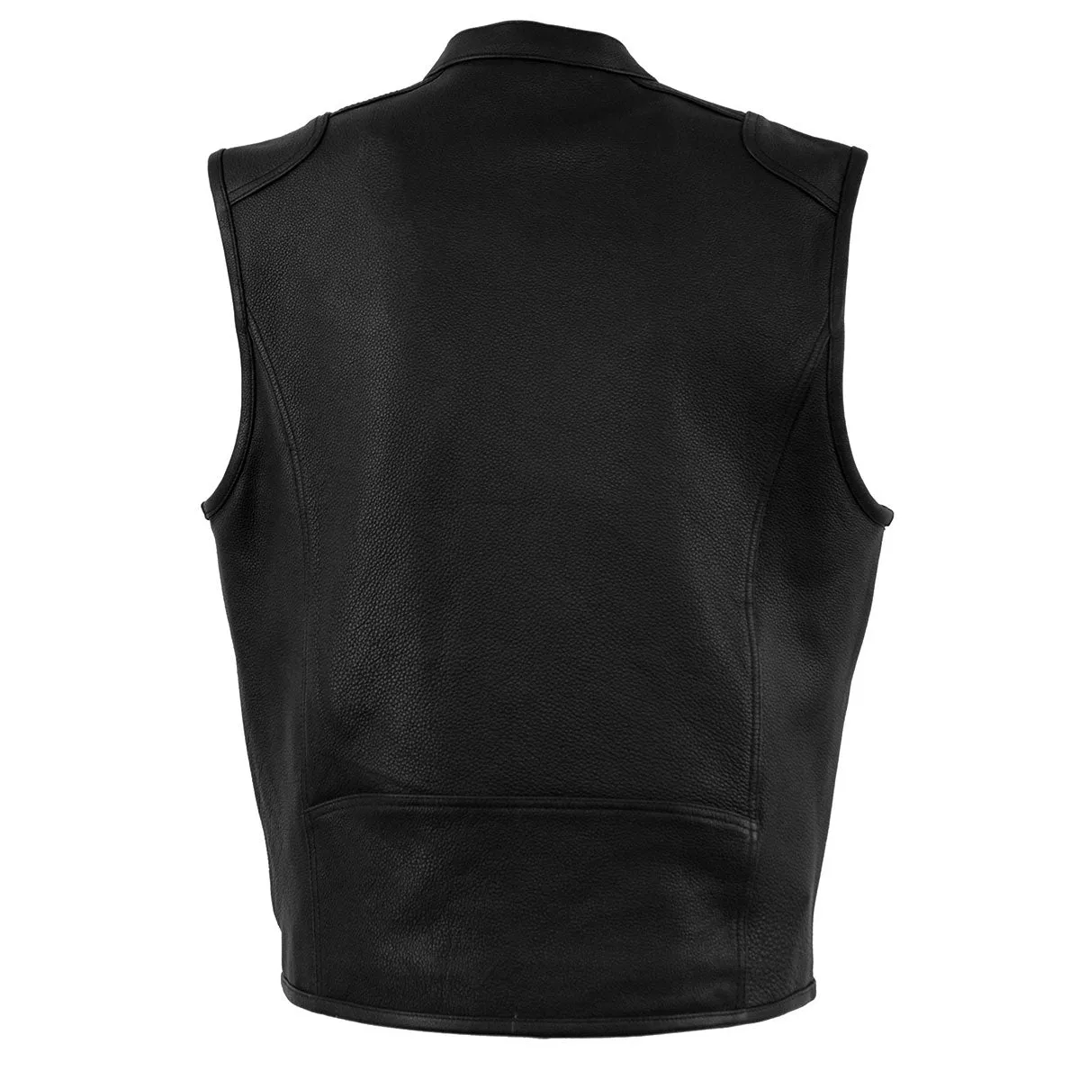 Milwaukee Leather MLM3502 Men's Black Cool-Tec Leather Vest Front Zipper Motorcycle Rider Vest with Stand-Up Collar