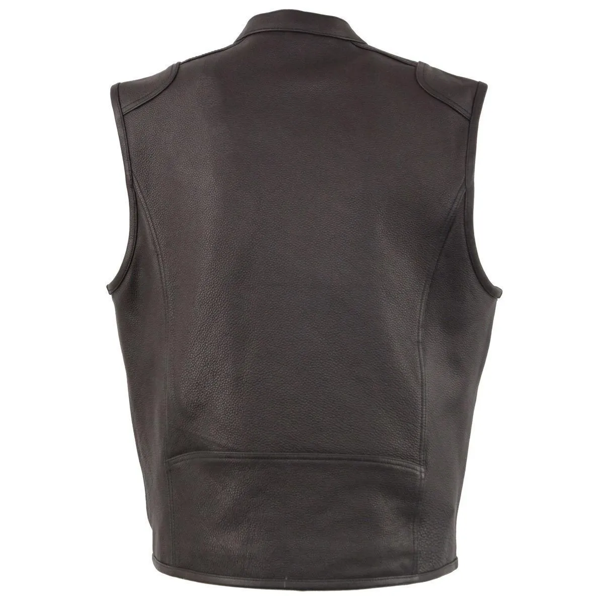 Milwaukee Leather MLM3502 Men's Black Cool-Tec Leather Vest Front Zipper Motorcycle Rider Vest with Stand-Up Collar