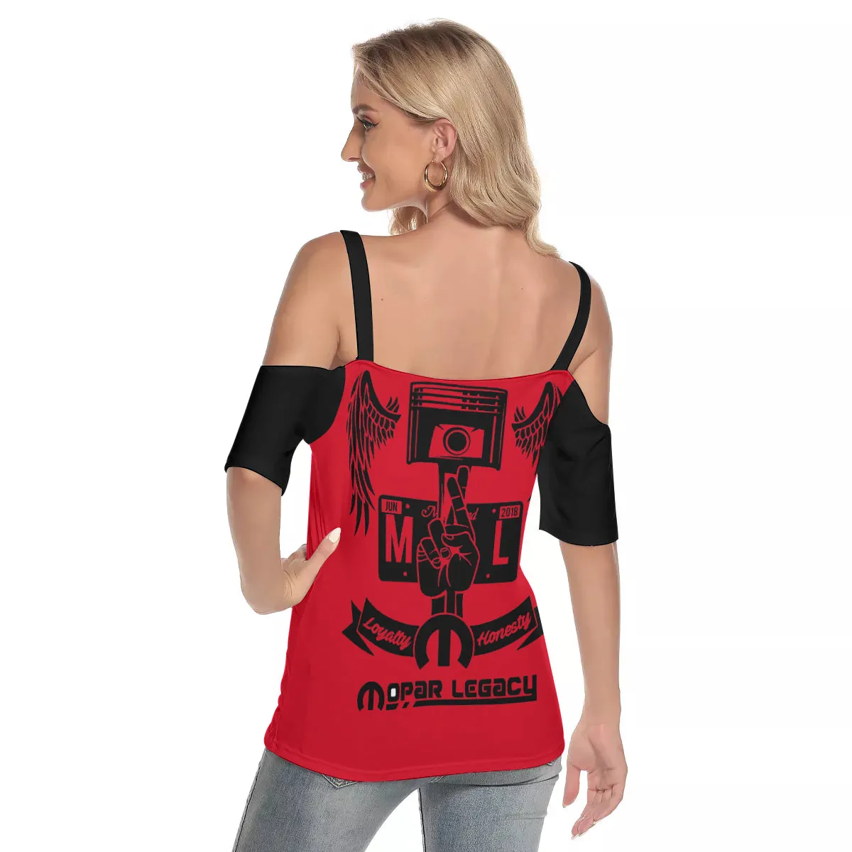 MOPAR BOOP Cold Shoulder T-shirt With Cress Cross Strips