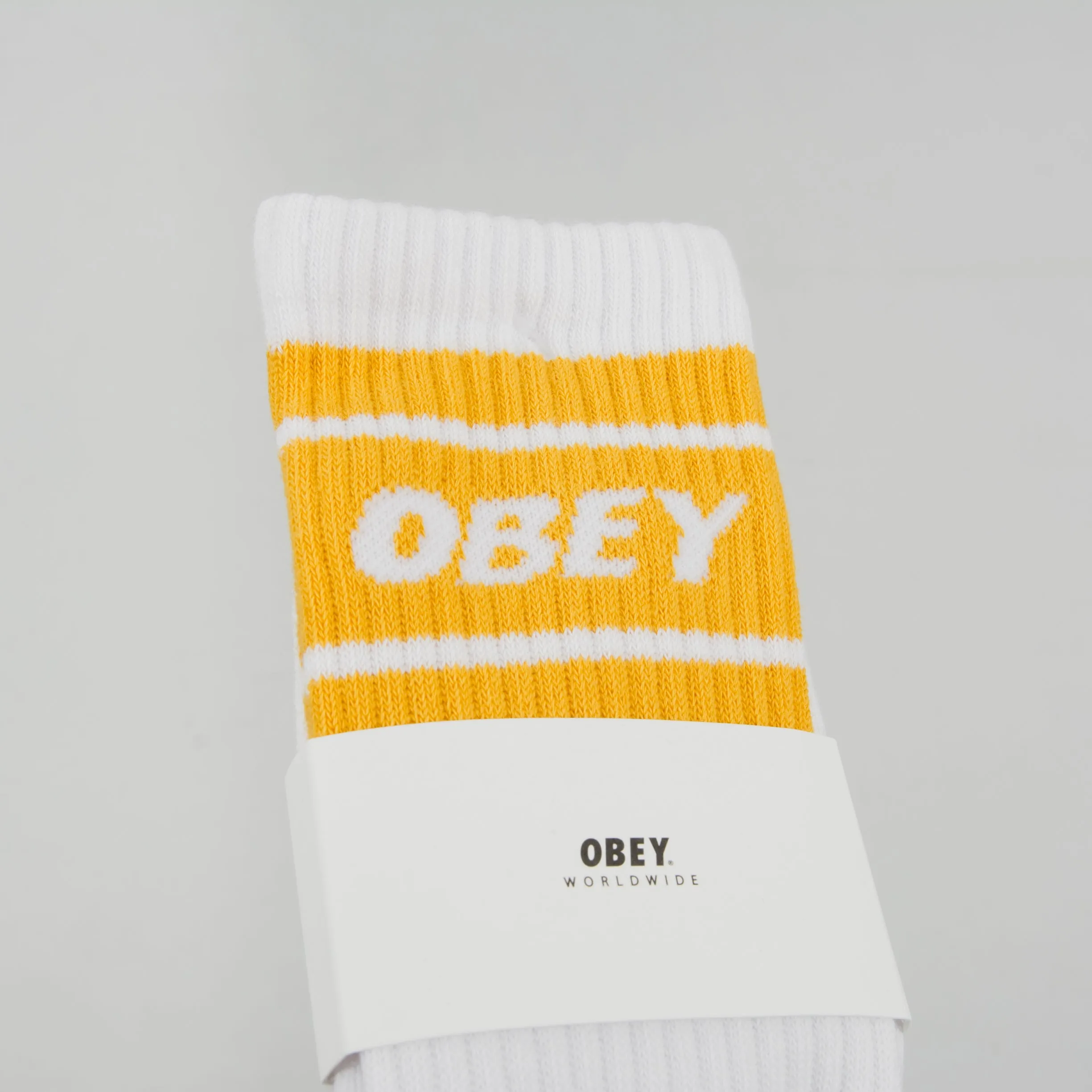 Obey Cooper II Socks - White / Old Gold