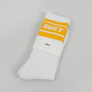 Obey Cooper II Socks - White / Old Gold