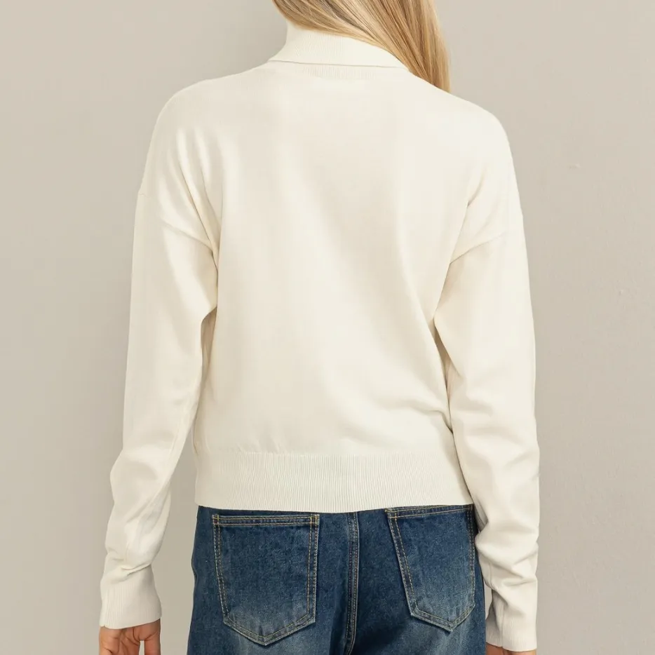 Oh So Perfect Ribbed Edge Turtleneck Sweater