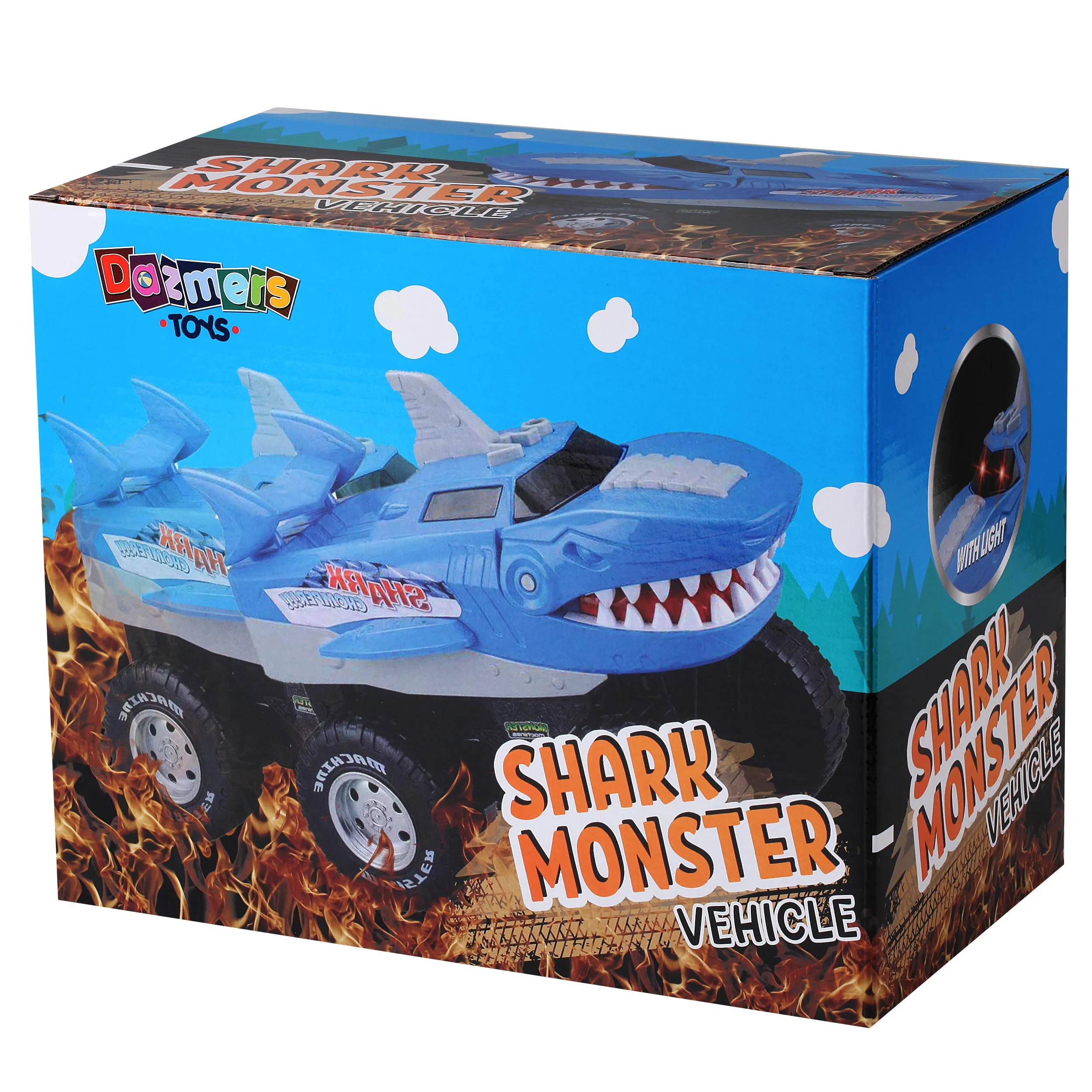 Powerful Crocodile Chomper Monster Truck - Battery Powered Crocodile Car Lights Up