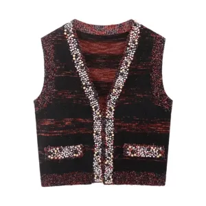 Pre Order:  Beaded Knit Loose Vest