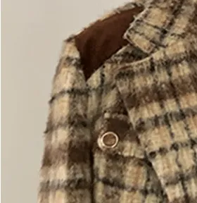 Pre Order:  Coffee Plaid Short Wool Coat