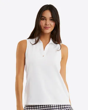 Sleeveless Sport Polo in White