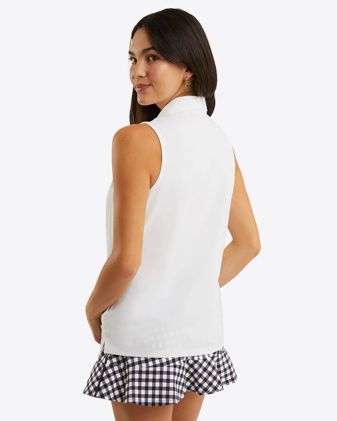 Sleeveless Sport Polo in White