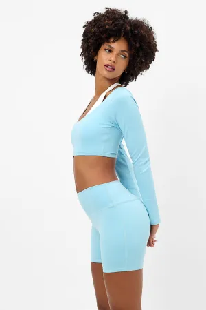 Speedy Long Sleeve Crop Top - Baby Blue