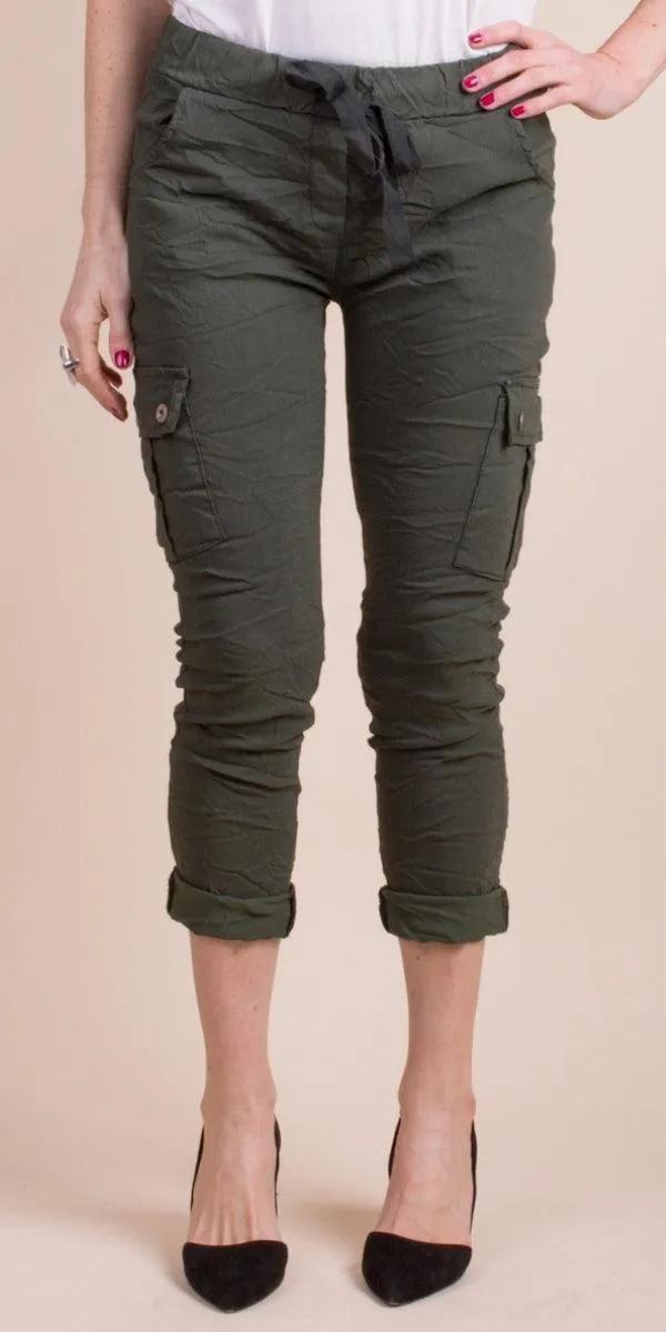 Tie-Waist Cargo Pants