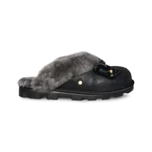 UGG Coquette Sequin Bow Black Slippers - Women's