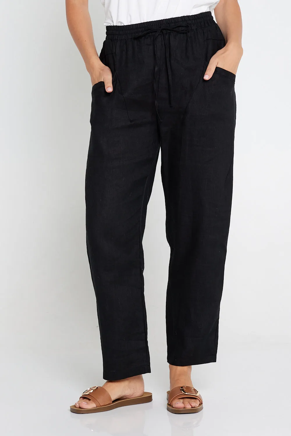 Yanisha Linen Pants - Black